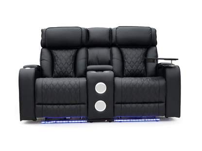 Tech 11 Smart 3+2 Electric Recliner Sofa Set Black Aire Leather