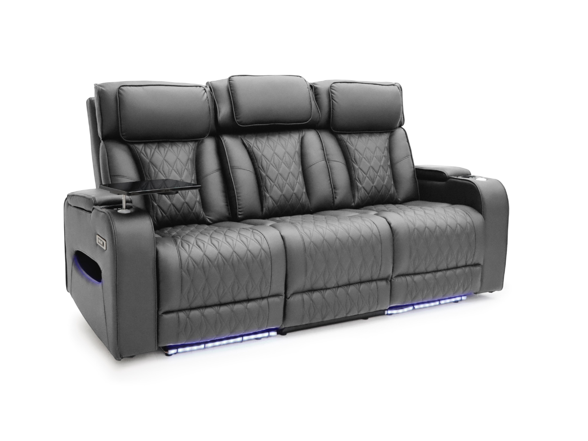 Tech 11 Smart Grey Electric Recliner Sofa Set 3+2+1 Aire Leather