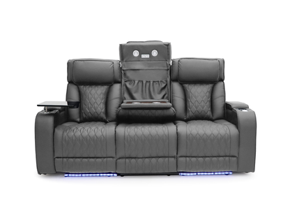 Tech 11 Smart Grey Electric Recliner Sofa Set 3+2 Aire Leather