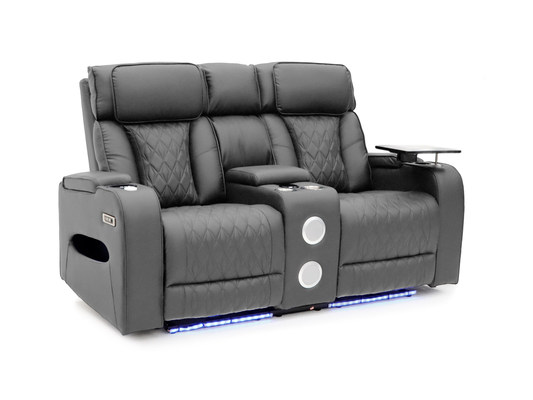 Tech 11 Smart Grey 2 Seater Electric Recliner Sofa Aire Leather