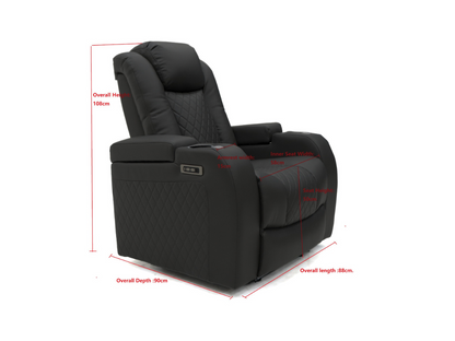 Tech 8 Smart 3+2+1 Electric Recliner Sofa Set Black Aire Leather