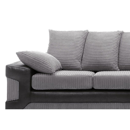 NEW LARGE DINO CORNER SOFA JUMBO CORD GREY BLACK OR BEIGE BROWN LEFT OR RIGHT(Grey Black right). Fire resistant as per British Standards, foam filled seats for comfort.