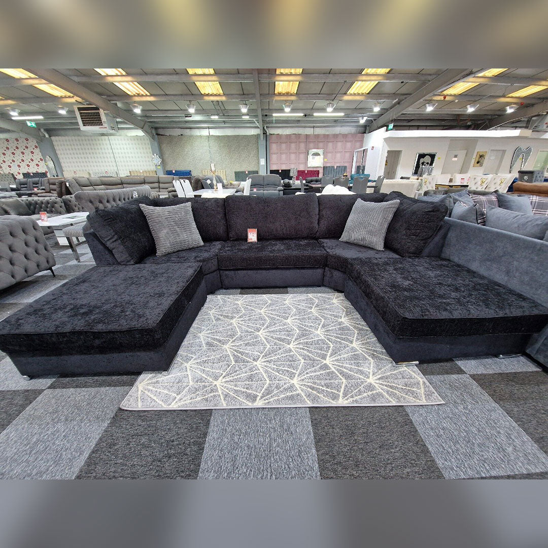 Bishop U Shape Sofa High Back In Black And Cream Colour