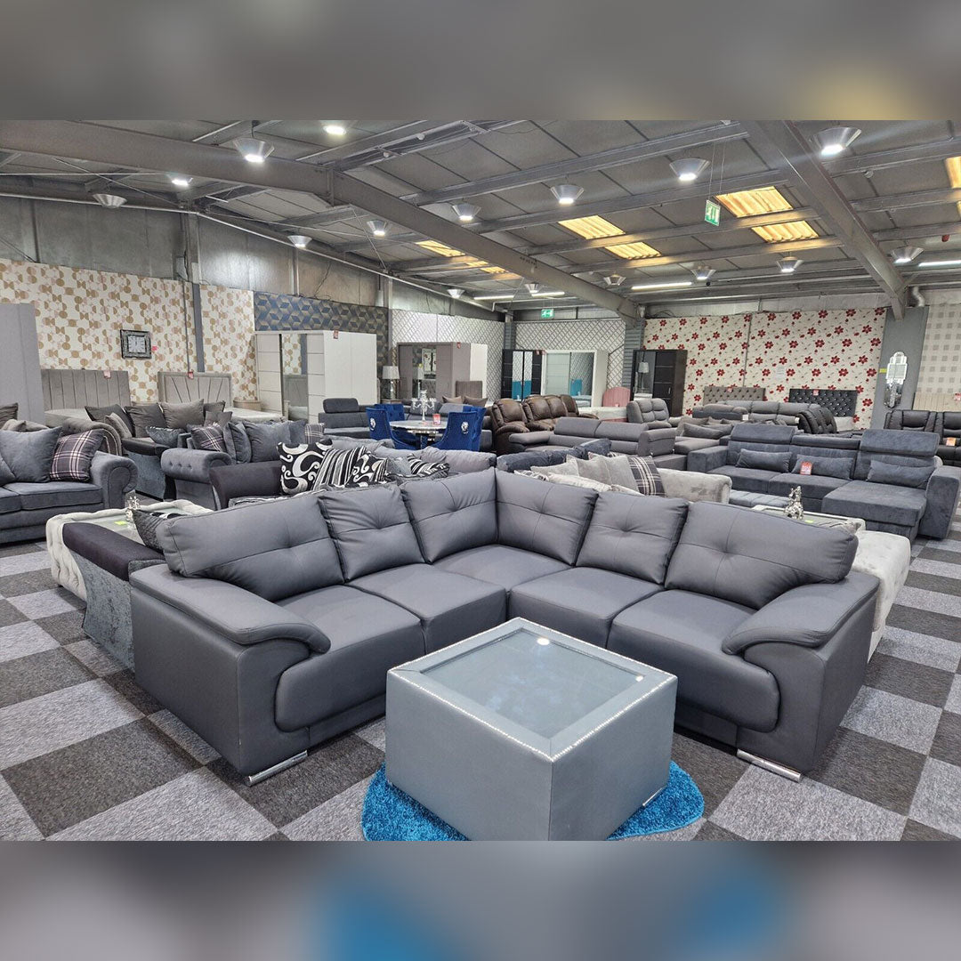Dover Leather Corner Sofa Grey