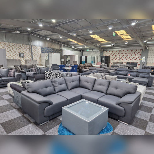 Dover Leather Corner Sofa Grey