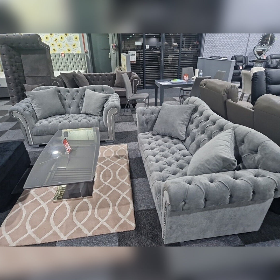 Elegance Chesterfield Sofa 3+2 GREY