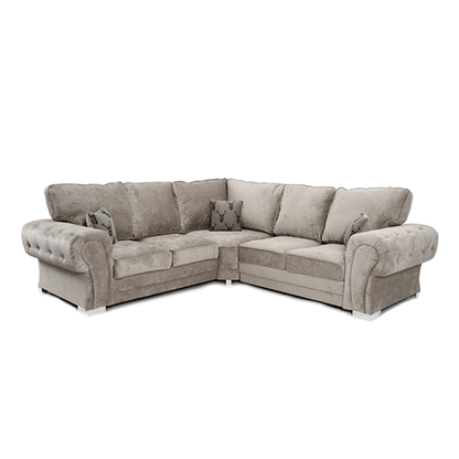 Verona Mink Corner Sofa - Soft Fabric Scatter back Cushions-Sofa For Sale-2C2 Large Couch-sofa set for living room- sofas for living room