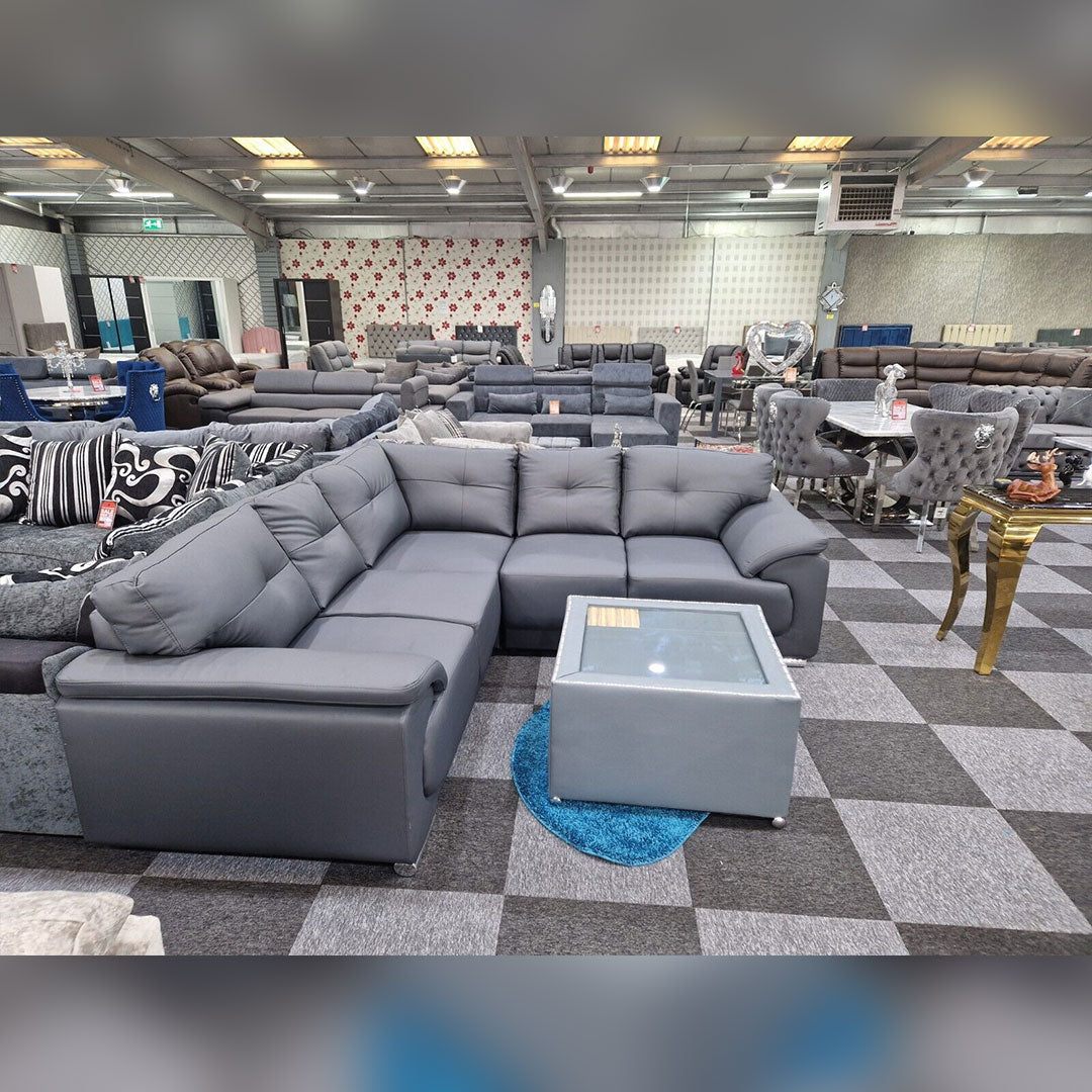 Dover Leather Corner Sofa Grey