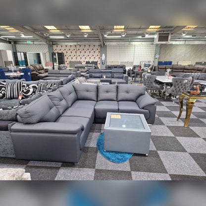 Dover Leather Corner Sofa Grey