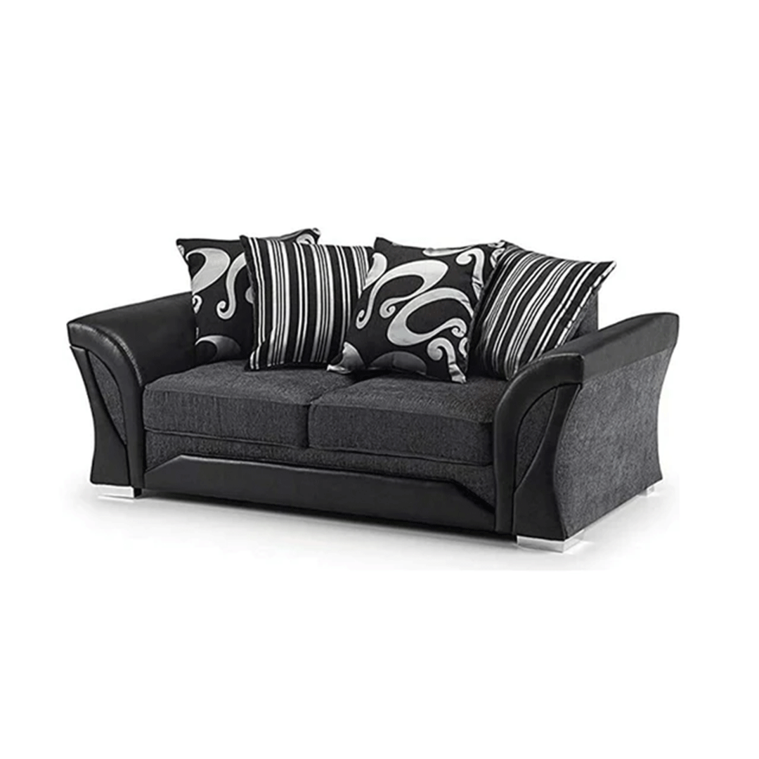 Amazing Sofas 3+2 SHANNON FARROW LARGE SOFA CHENILLE FABRIC GREY (GREY BLACK). Fire resistant as per British Standards, foam filled seats for comfort