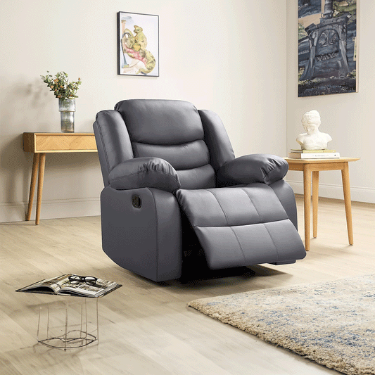 MNS Roma  Leather Recliner Sofa Arm Chair (Black/Grey/Brown)