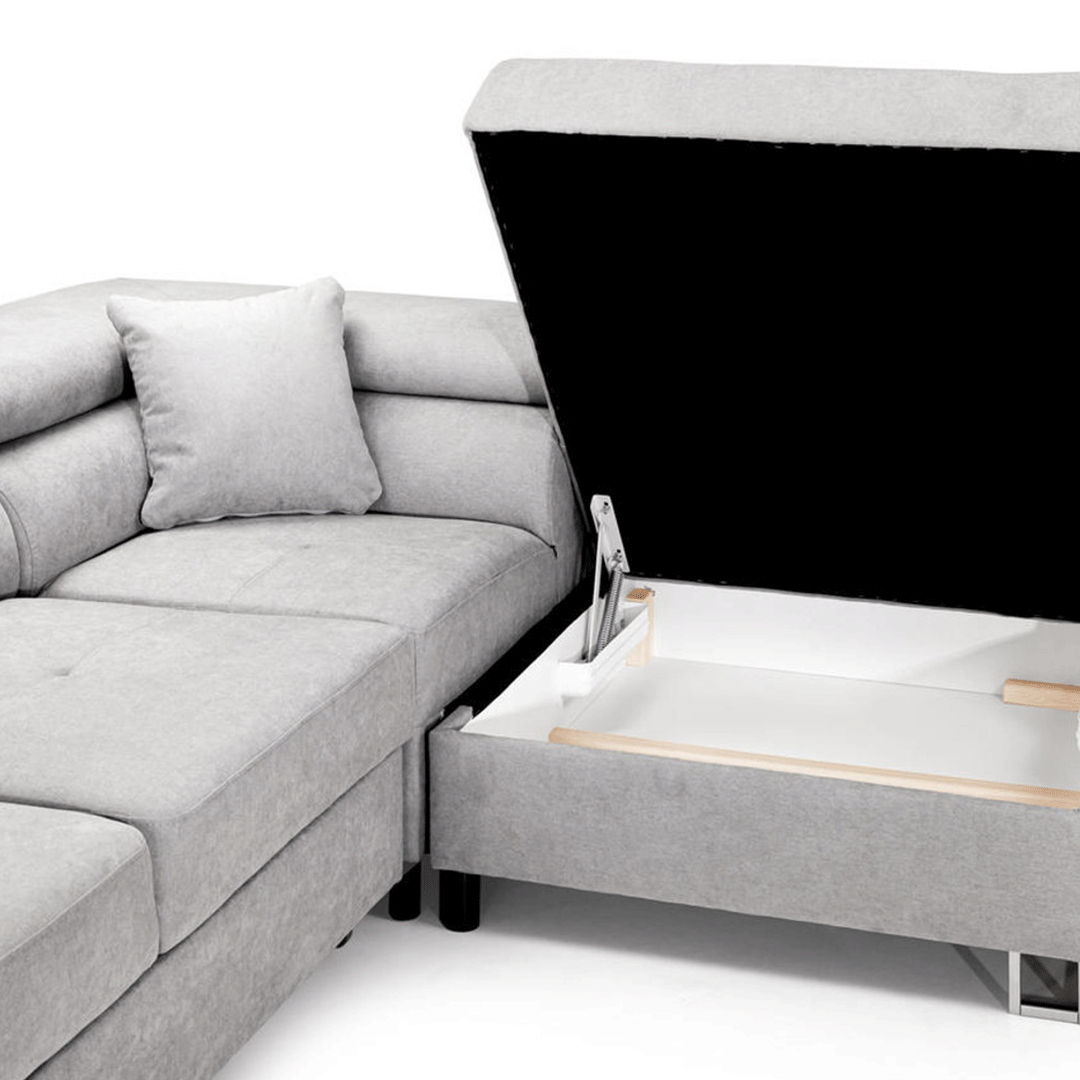 Anton Sofa bed Corner Sofa Bed With Storage Box Grey