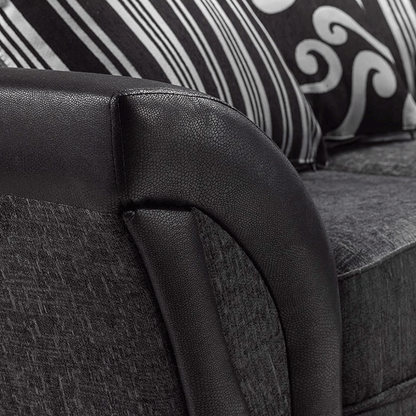 Amazing Sofas 3+2 SHANNON FARROW LARGE SOFA CHENILLE FABRIC GREY (GREY BLACK). Fire resistant as per British Standards, foam filled seats for comfort
