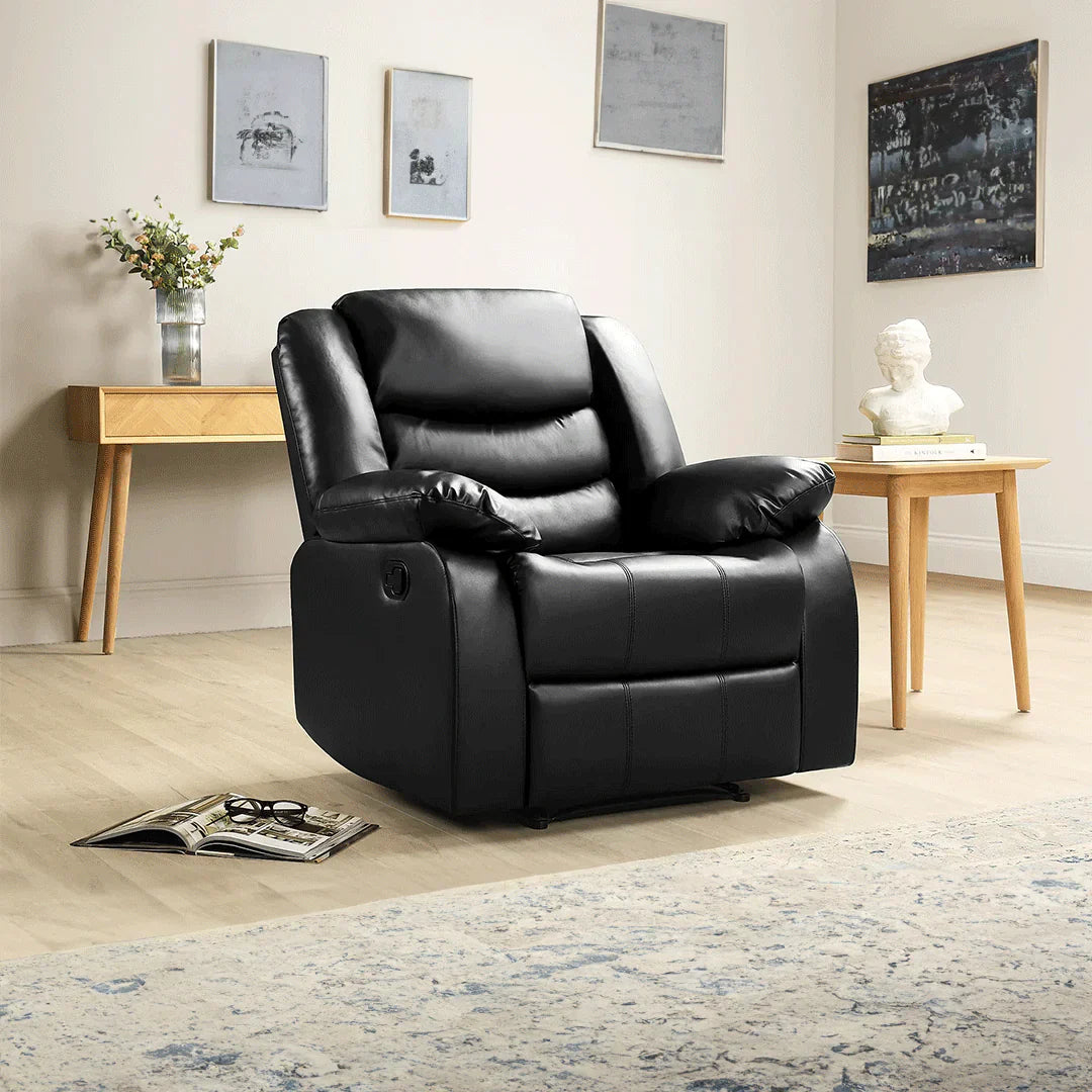 MNS Roma  Leather Recliner Sofa Arm Chair (Black/Grey/Brown)