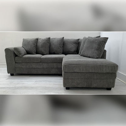 Dylan Jumbo Cord Corner Sofa Grey