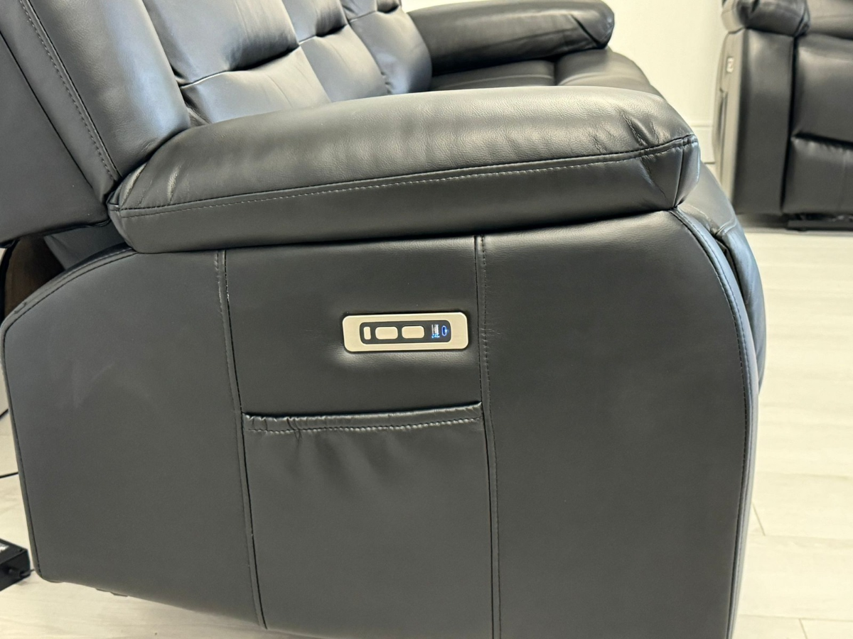 Vinson 3 Seater Electric Recliner Sofa  Black Aire Leather