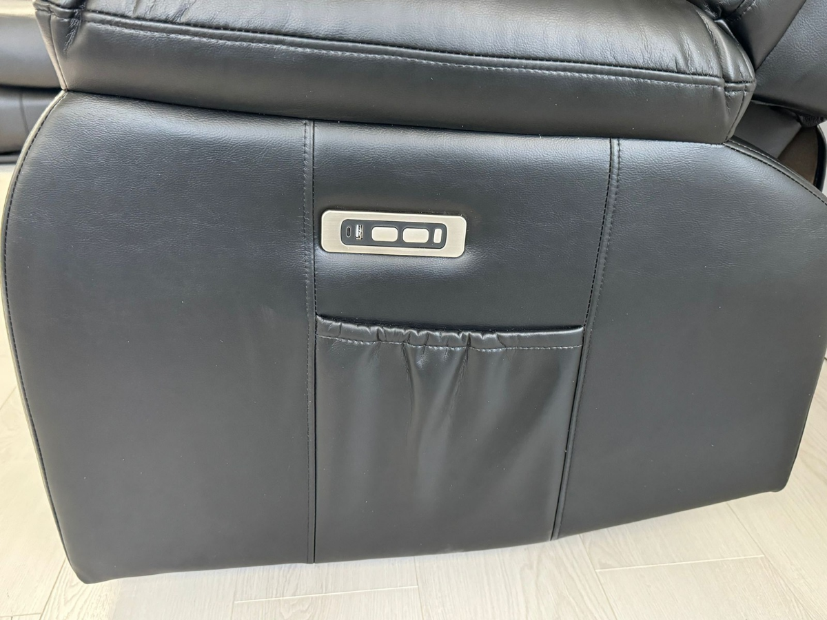 Vinson 3 Seater Electric Recliner Sofa  Black Aire Leather