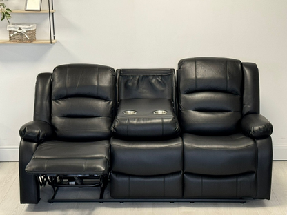 Vinson 3 Seater Electric Recliner Sofa  Black Aire Leather