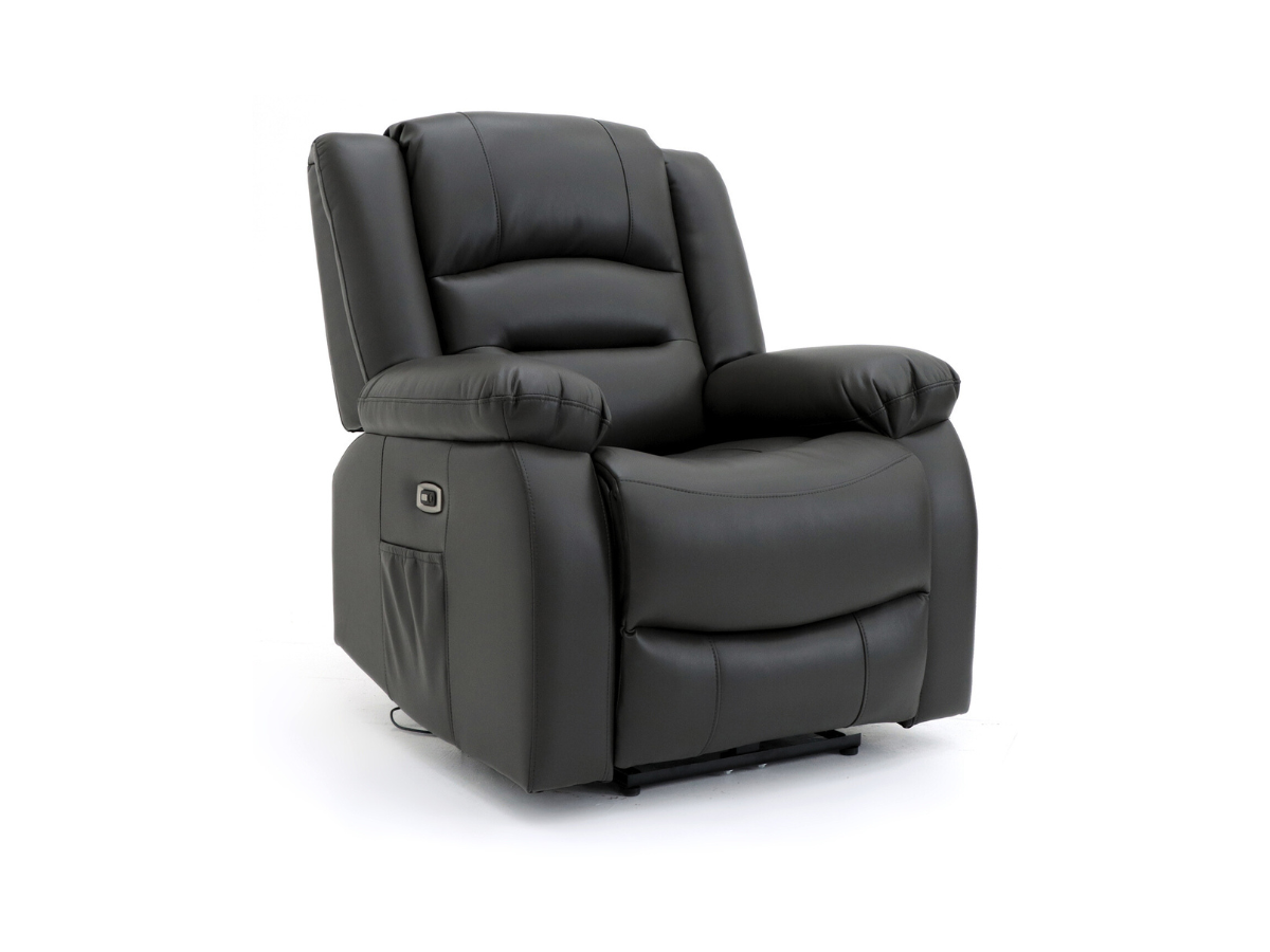 Vinson Electric Recliner Armchair Black Aire Leather