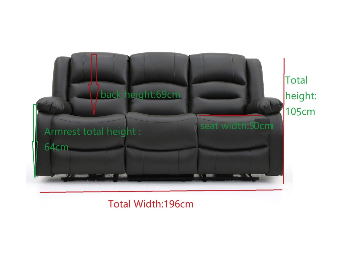Vinson 3 Seater Electric Recliner Sofa  Black Aire Leather