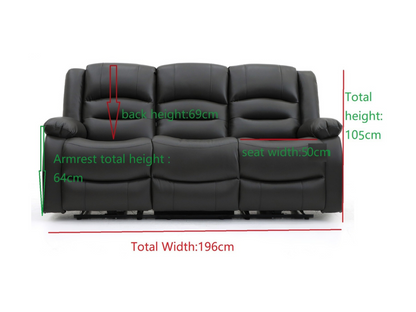 Vinson 3 Seater Electric Recliner Sofa  Black Aire Leather