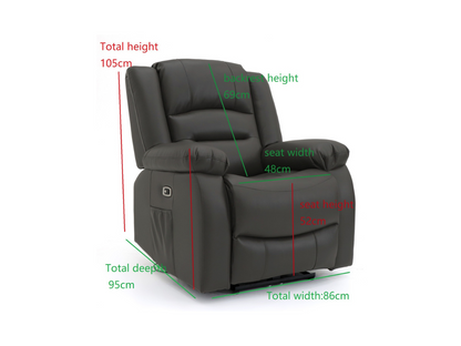 Vinson Electric Recliner Armchair Black Aire Leather