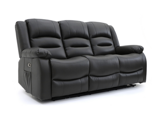 Vinson 3 Seater Electric Recliner Sofa  Black Aire Leather