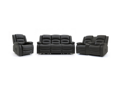 Vinson Electric Recliner Armchair Black Aire Leather