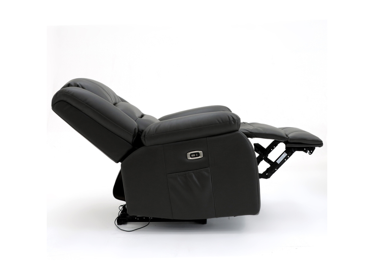 Vinson Electric Recliner Armchair Black Aire Leather