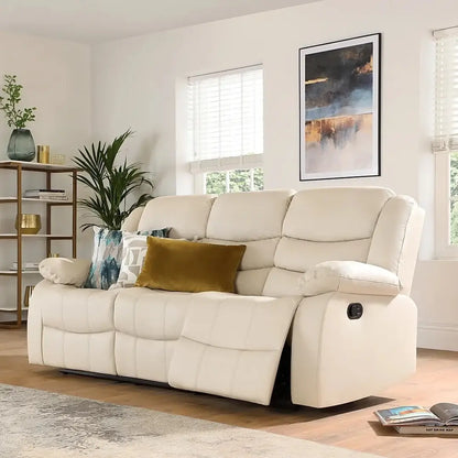 MNS Leather Recliner Sofa with Cupholders - 3+2 Seater Sofa - Black (3+2 Seater)