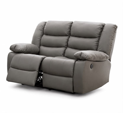 PrimeRoma Leather Recliner Sofa with Cupholders - 3+2 Seater Sofa - Black (3+2 Seater)