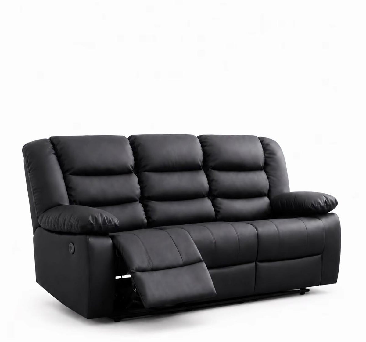PrimeRoma Leather Recliner Sofa with Cupholders - 3+2 Seater Sofa - Black (3+2 Seater)