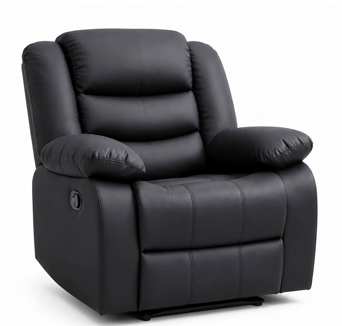 PrimeRoma Leather Recliner Sofa with Cupholders - 3+2 Seater Sofa - Black (3+2 Seater)