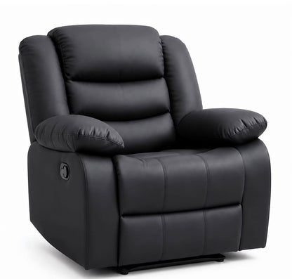 PrimeRoma Leather Recliner Sofa with Cupholders - 3+2 Seater Sofa - Black (3+2 Seater)