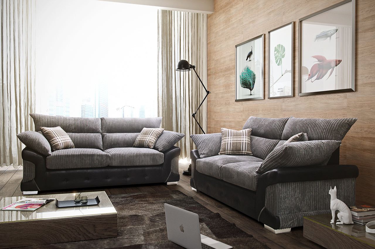 Logan 2 Seater Sofa Black-Grey