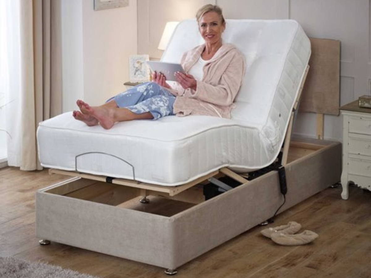Sleepadjusta Heavy Duty Electric Adjustable Bed with Pocket Mattress and Headboard User Weight up to 25 Stone