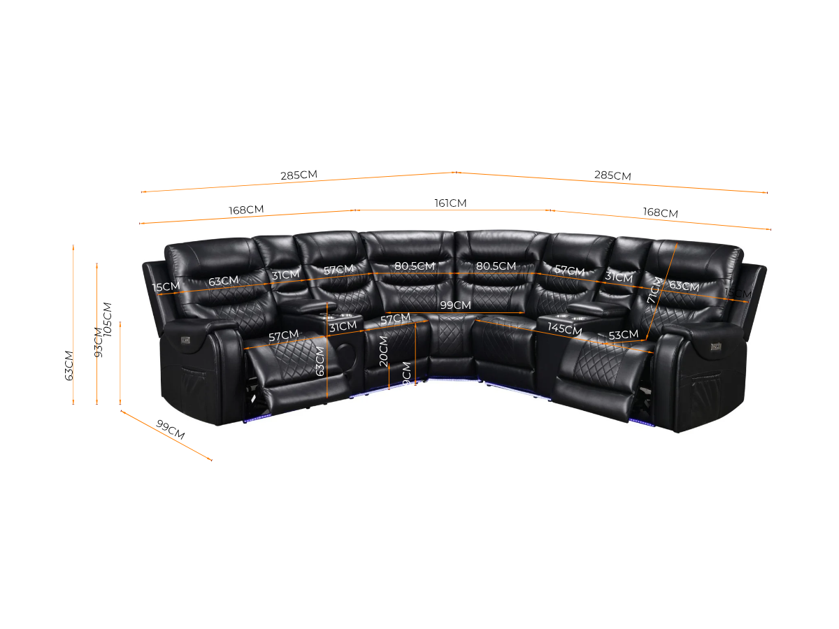 Forbes Electric Recliner Corner Sofa Aire Leather