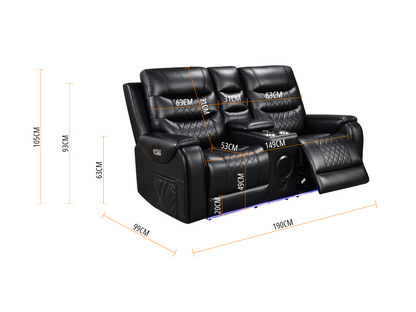 Forbes Electric Recliner 2 Seater Sofa Aire Leather