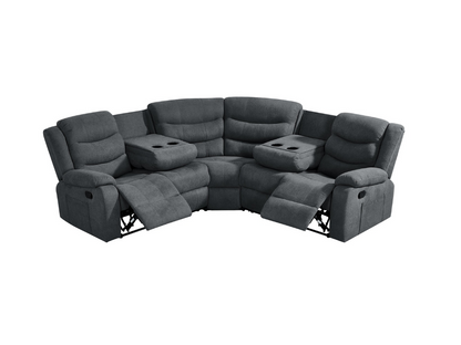 Sorrentino Corner Recliner Sofa in Grey Fabric