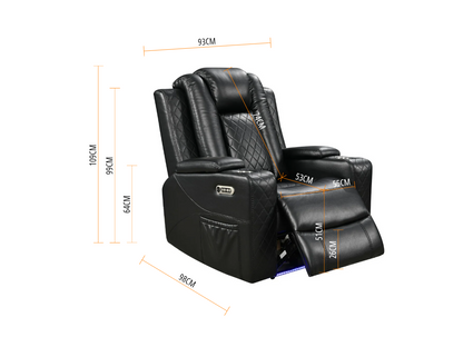 Sianna Electric Recliner 3+2+1 Sofa Set Black Aire Leather