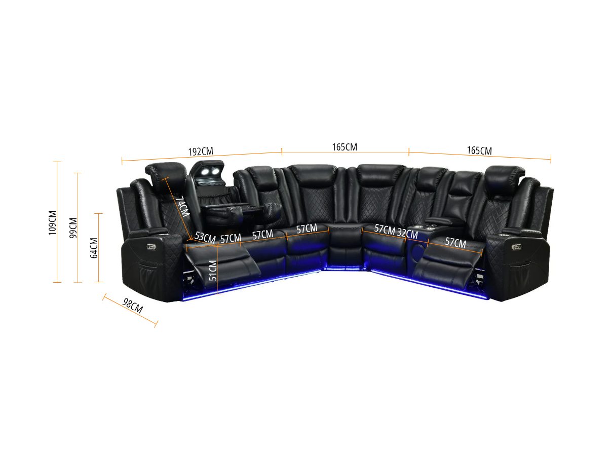 Sianna Corner Sofa Electric Recliner Aire Leather