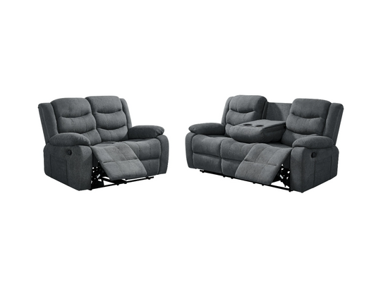 Sorrentino Recliner Sofa Set 3+2 in Grey Chenille Fabric