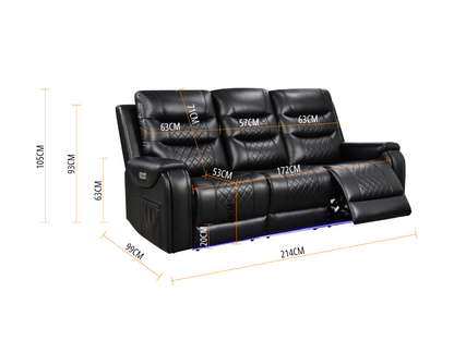 Forbes 3+2 Electric Recliner Sofa Set Aire Leather