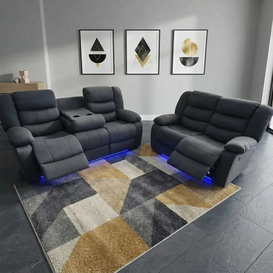 Roma Fabric Electric Recliner Sofa 3+2-Seater With USB/LED/Cup Holder
