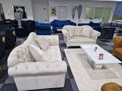 Elegance Chesterfield Sofa 3+2 Cream