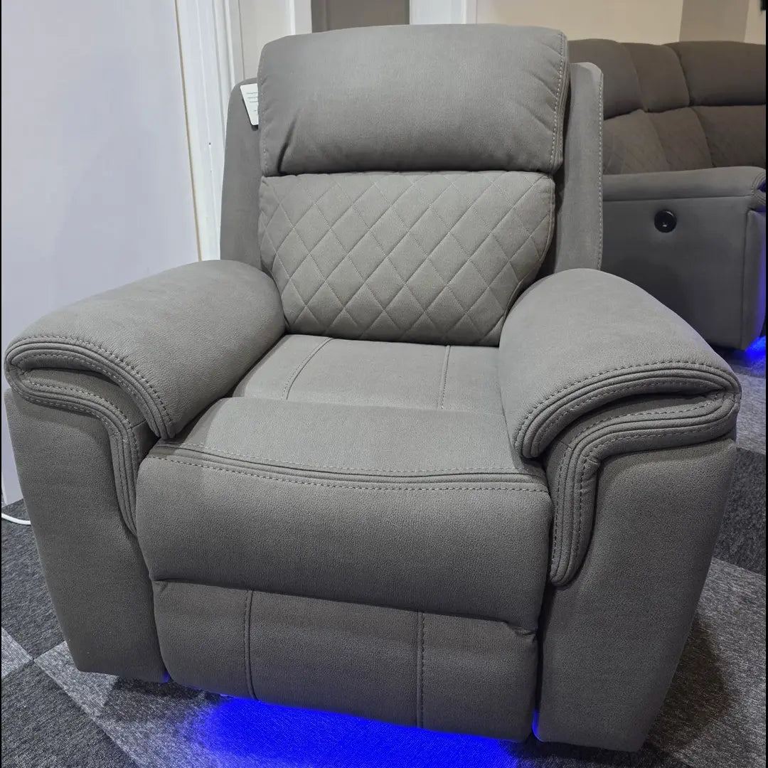 Florence Electric Fabric Recliner 3+2 Dark Grey - USB - LED LIGHTS