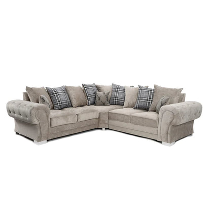 Verona Grey Corner Sofa - Soft Fabric Scatter back Cushions-Sofa For Sale-2C2 Large Couch-sofa set for living room- sofas for living room