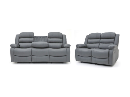 Sorrentino 3+2 Recliner Sofa Set in Grey Aire Leather
